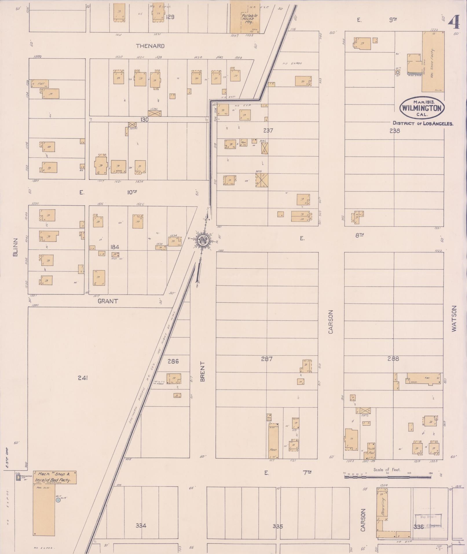 Sanborn Fire Insurance Map from Wilmington, Los Angeles County, California (1913), Sheet #0004 - Complete Map Set gallery image, historic Sanborn map, vintage wall art, California California