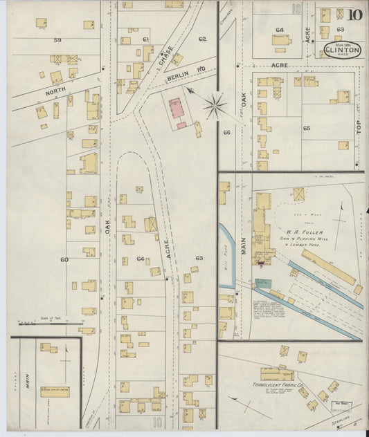 Sanborn Fire Insurance Map from Clinton, Worcester County, Massachusetts (1894), Sheet #0010 - Historic Sanborn Fire Insurance Map Print, vintage old map wall art, antique decor, genealogy gift, Massachusetts Massachusetts map
