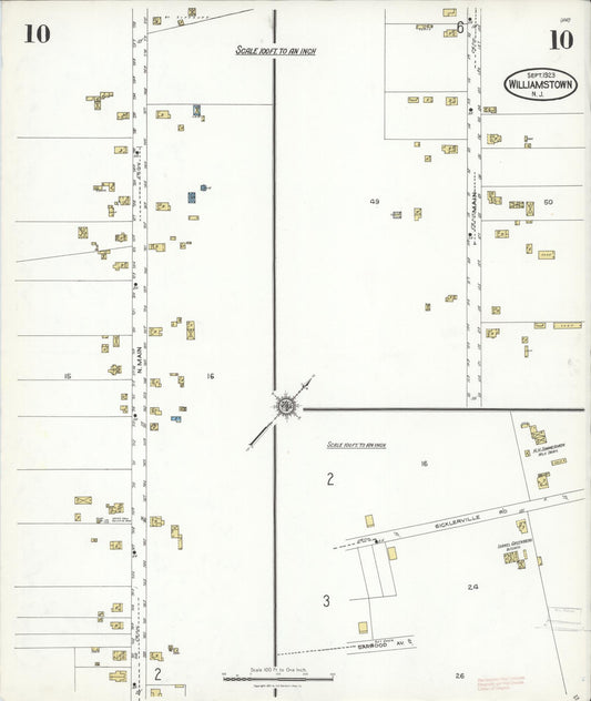 Sanborn Fire Insurance Map from Williamstown, Gloucester County, New Jersey (1923), Sheet #0010 - Historic Sanborn Fire Insurance Map Print, vintage old map wall art, antique decor, genealogy gift, New Jersey New Jersey map