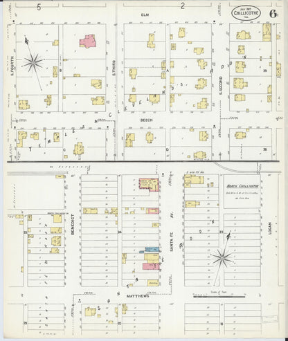 Sanborn Fire Insurance Map from Chillicothe, Peoria County, Illinois (1907), Sheet #0006 - Complete Map Set gallery image, historic Sanborn map, vintage wall art, Illinois Illinois