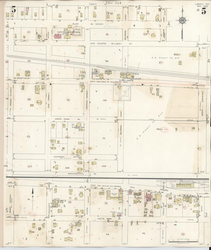 Sanborn Fire Insurance Map from Liberty, Liberty County, Texas (1945), Sheet #0005 - Complete Map Set gallery image, historic Sanborn map, vintage wall art, Texas Texas