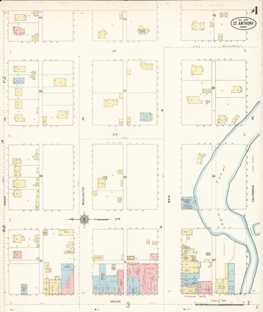 Sanborn Fire Insurance Map from Saint Anthony, Fremont County, Idaho (1915), Sheet #0004 - Historic Sanborn Fire Insurance Map Print, vintage old map wall art, antique decor, genealogy gift, Idaho Idaho map
