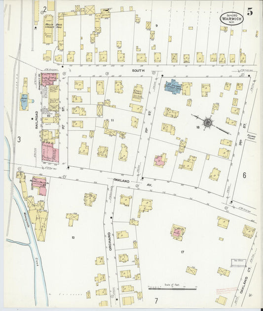 Sanborn Fire Insurance Map from Warwick, Orange County, New York (1910), Sheet #0005 - Historic Sanborn Fire Insurance Map Print, vintage old map wall art, antique decor, genealogy gift, New York New York map