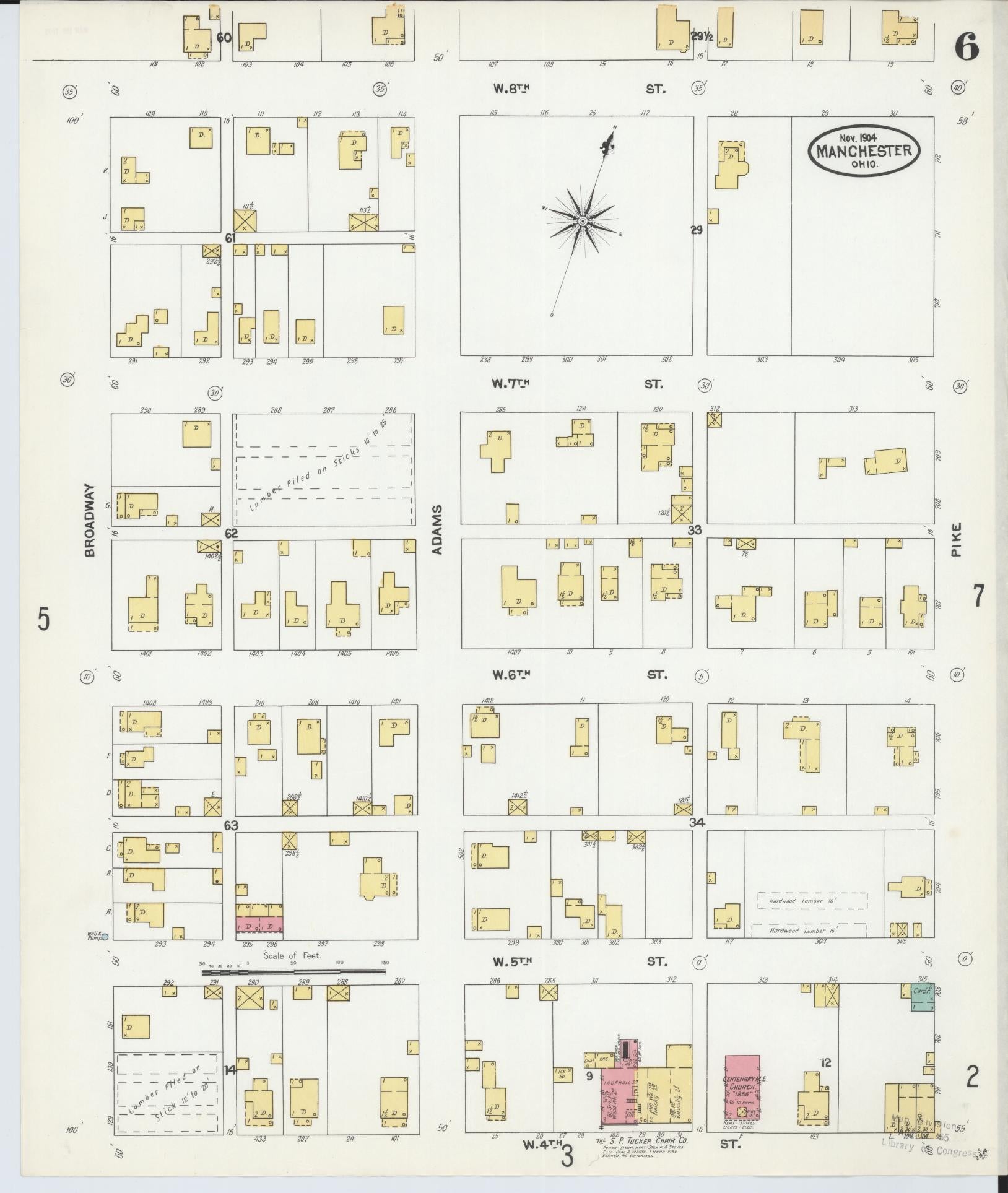 Sanborn Fire Insurance Map from Manchester, Adams County, Ohio (1904), Sheet #0006 - Complete Map Set gallery image, historic Sanborn map, vintage wall art, Ohio Ohio