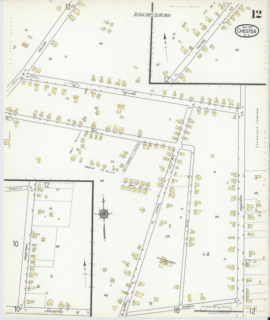 Sanborn Fire Insurance Map from Chester, Chester County, South Carolina (1917), Sheet #0012 - Historic Sanborn Fire Insurance Map Print, vintage old map wall art, antique decor, genealogy gift, South Carolina South Carolina map
