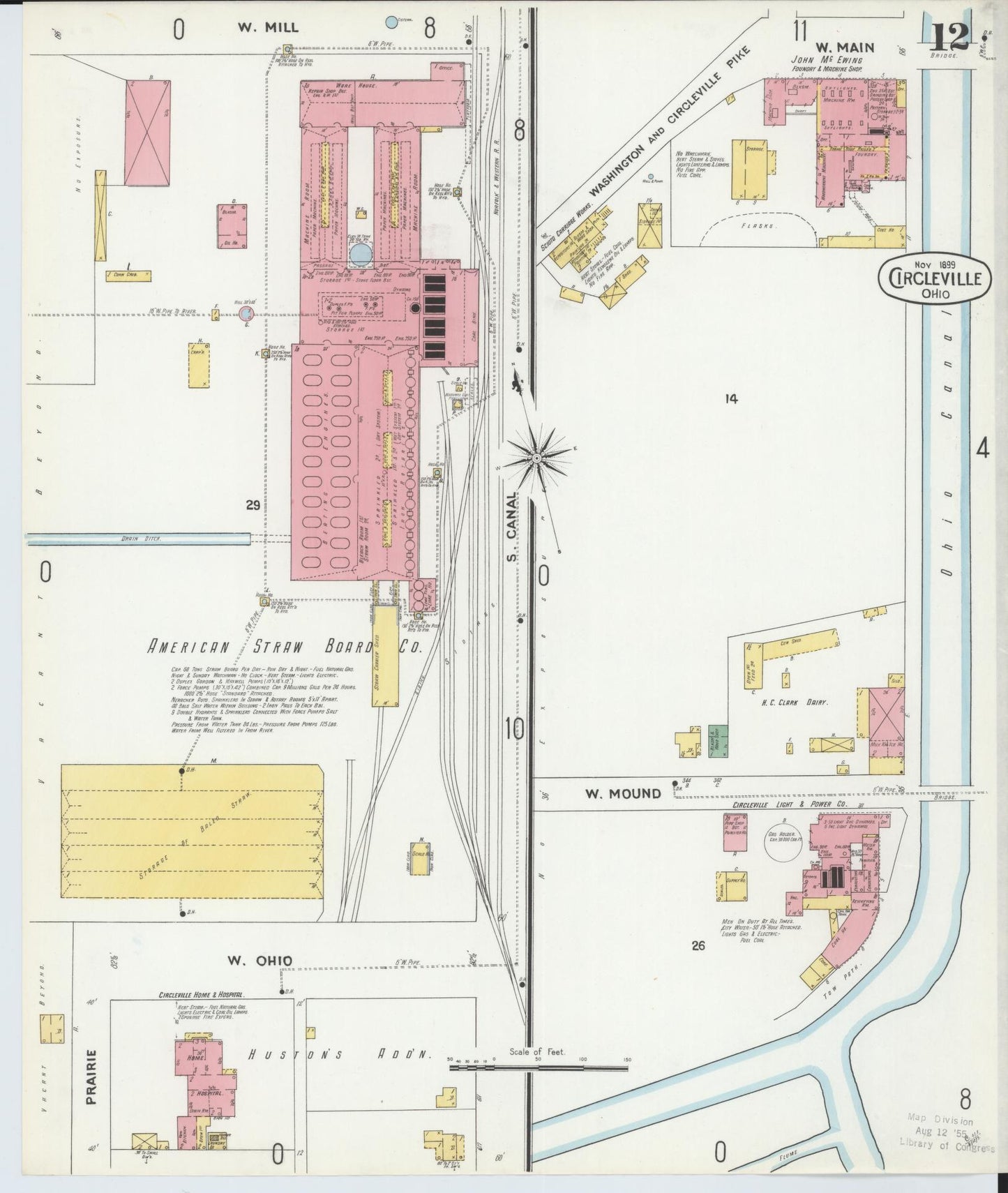 Sanborn Fire Insurance Map from Circleville, Pickaway County, Ohio (1899), Sheet #0012 - Historic Sanborn Fire Insurance Map Print, vintage old map wall art, antique decor, genealogy gift, Ohio Ohio map
