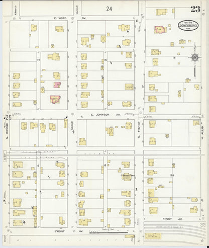 Sanborn Fire Insurance Map from Jonesboro, Craighead County, Arkansas (1913), Sheet #0023 - Complete Map Set gallery image, historic Sanborn map, vintage wall art, Arkansas Arkansas