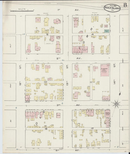 Sanborn Fire Insurance Map from Rock Island, Rock Island County, Illinois (1886), Sheet #0008 - Complete Map Set gallery image, historic Sanborn map, vintage wall art, Illinois Illinois