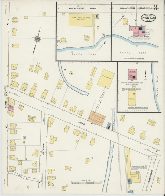 Sanborn Fire Insurance Map from Penn Yan, Yates County, New York (1915), Sheet #0002 - Historic Sanborn Fire Insurance Map Print, vintage old map wall art, antique decor, genealogy gift, New York New York map
