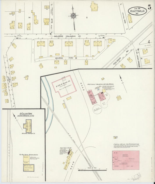 Sanborn Fire Insurance Map from Hyattsville, Prince Georges County, Maryland (1911), Sheet #0005 - Historic Sanborn Fire Insurance Map Print, vintage old map wall art