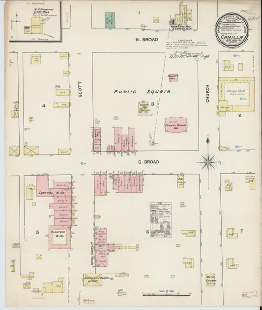 Sanborn Fire Insurance Map from Camilla, Mitchell County, Georgia (1890), Sheet #0001 - Historic Sanborn Fire Insurance Map Print, vintage old map wall art, antique decor, genealogy gift, Georgia Georgia map