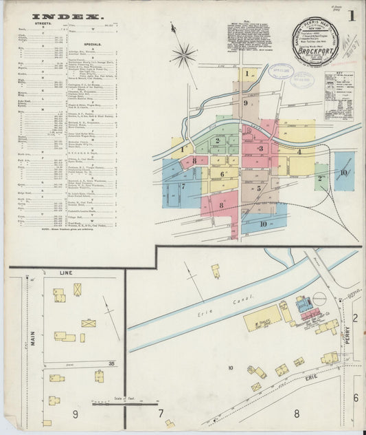 Sanborn Fire Insurance Map from Brockport, Monroe County, New York (1898), Sheet #0001 - Historic Sanborn Fire Insurance Map Print, vintage old map wall art, antique decor, genealogy gift, New York New York map