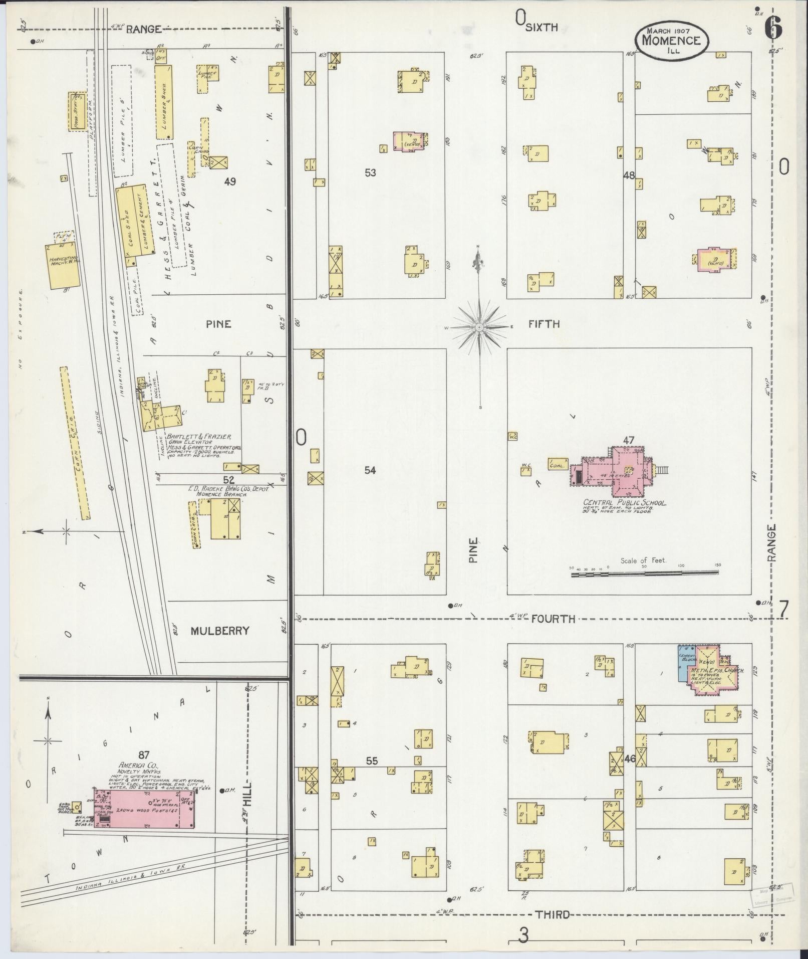 Sanborn Fire Insurance Map from Momence, Kankakee County, Illinois (1907), Sheet #0006 - Complete Map Set gallery image, historic Sanborn map, vintage wall art, Illinois Illinois