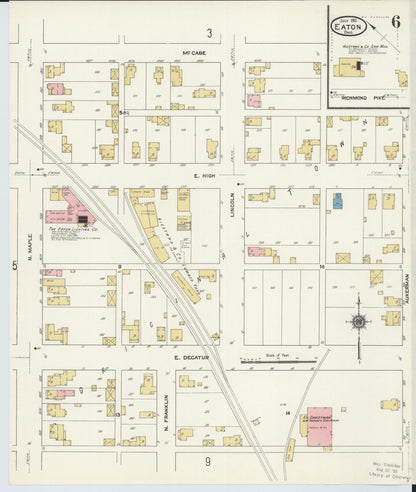 Sanborn Fire Insurance Map from Eaton, Preble County, Ohio (1911), Sheet #0006 - Historic Sanborn Fire Insurance Map Print, vintage old map wall art, antique decor, genealogy gift, Ohio Ohio map