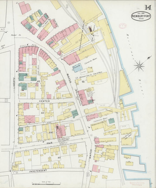 Sanborn Fire Insurance Map from Newburyport, Essex County, Massachusetts (1894), Sheet #0014 - Historic Sanborn Fire Insurance Map Print, vintage old map wall art, antique decor, genealogy gift, Massachusetts Massachusetts map