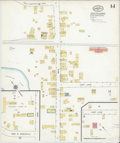 Sanborn Fire Insurance Map from Liberty, Sullivan County, New York (1916), Sheet #0014 - Complete Map Set gallery image, historic Sanborn map, vintage wall art, New York New York