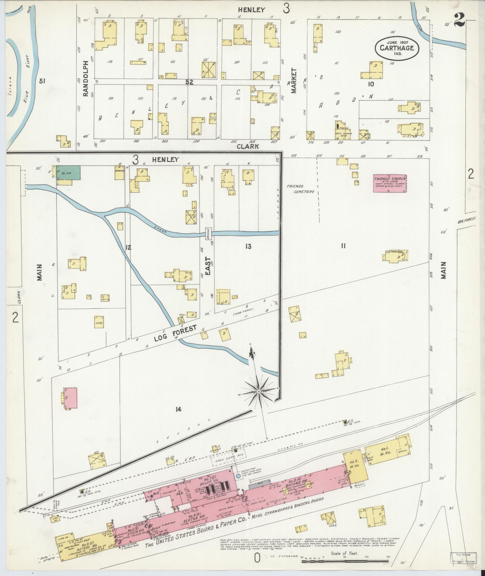 Sanborn Fire Insurance Map from Carthage, Rush County, Indiana (1907), Sheet #0002 - Complete Map Set gallery image, historic Sanborn map, vintage wall art, Indiana Indiana