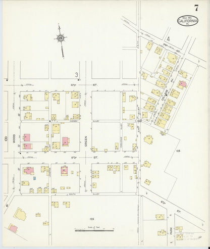 Sanborn Fire Insurance Map from California, Washington County, Pennsylvania (1913), Sheet #0007 - Complete Map Set gallery image, historic Sanborn map, vintage wall art, Pennsylvania Pennsylvania