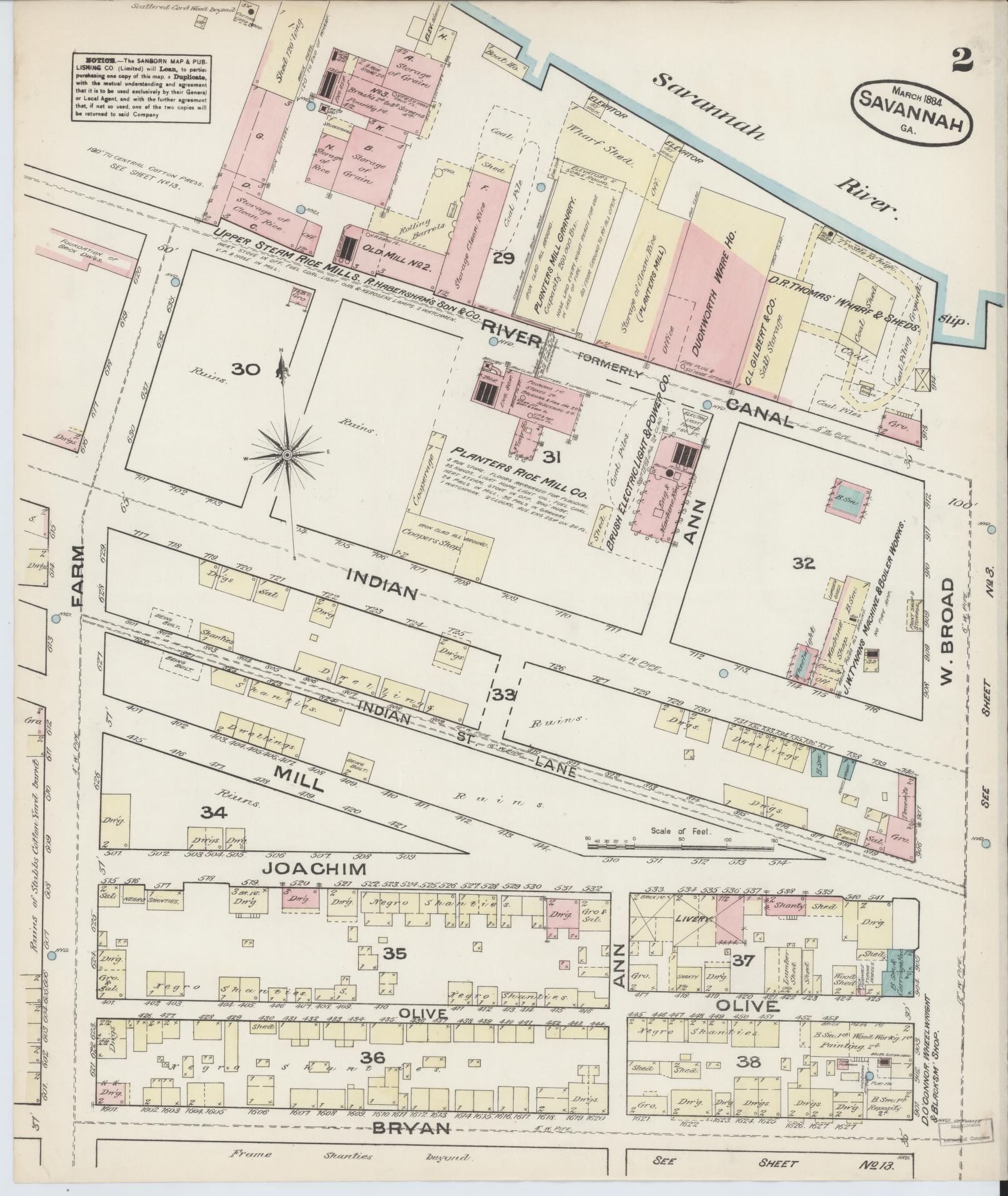 Sanborn Fire Insurance Map from Savannah, Chatham County, Georgia (1884), Sheet #0002 - Complete Map Set gallery image, historic Sanborn map, vintage wall art, Georgia Georgia