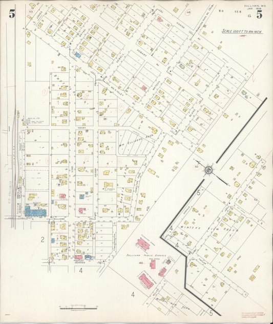Sanborn Fire Insurance Map from Sullivan, Franklin County, Missouri (1936), Sheet #0005 - Historic Sanborn Fire Insurance Map Print, vintage old map wall art, antique decor, genealogy gift, Missouri Missouri map