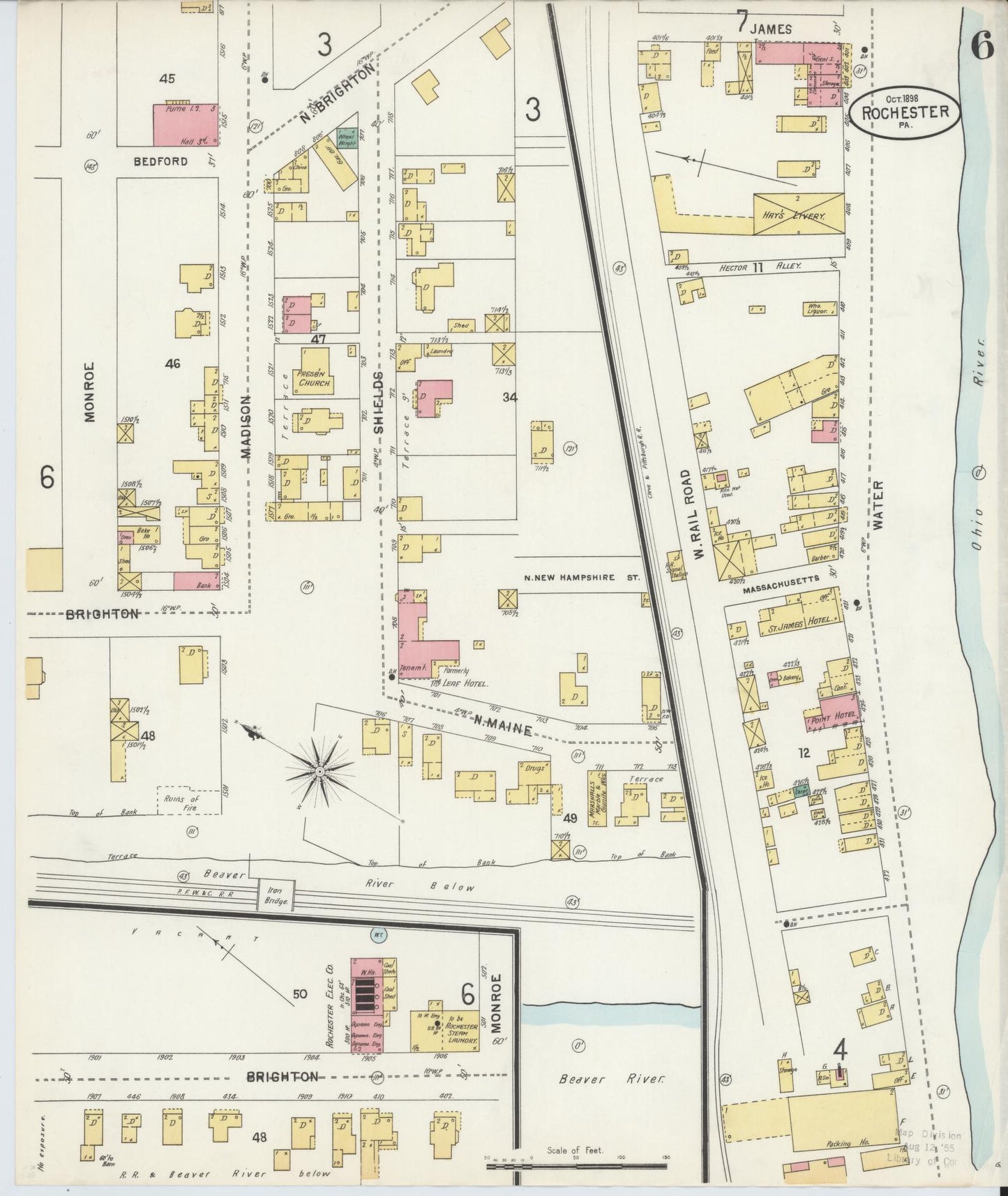Sanborn Fire Insurance Map from Rochester, Beaver County, Pennsylvania (1898), Sheet #0006 - Complete Map Set gallery image, historic Sanborn map, vintage wall art, Pennsylvania Pennsylvania