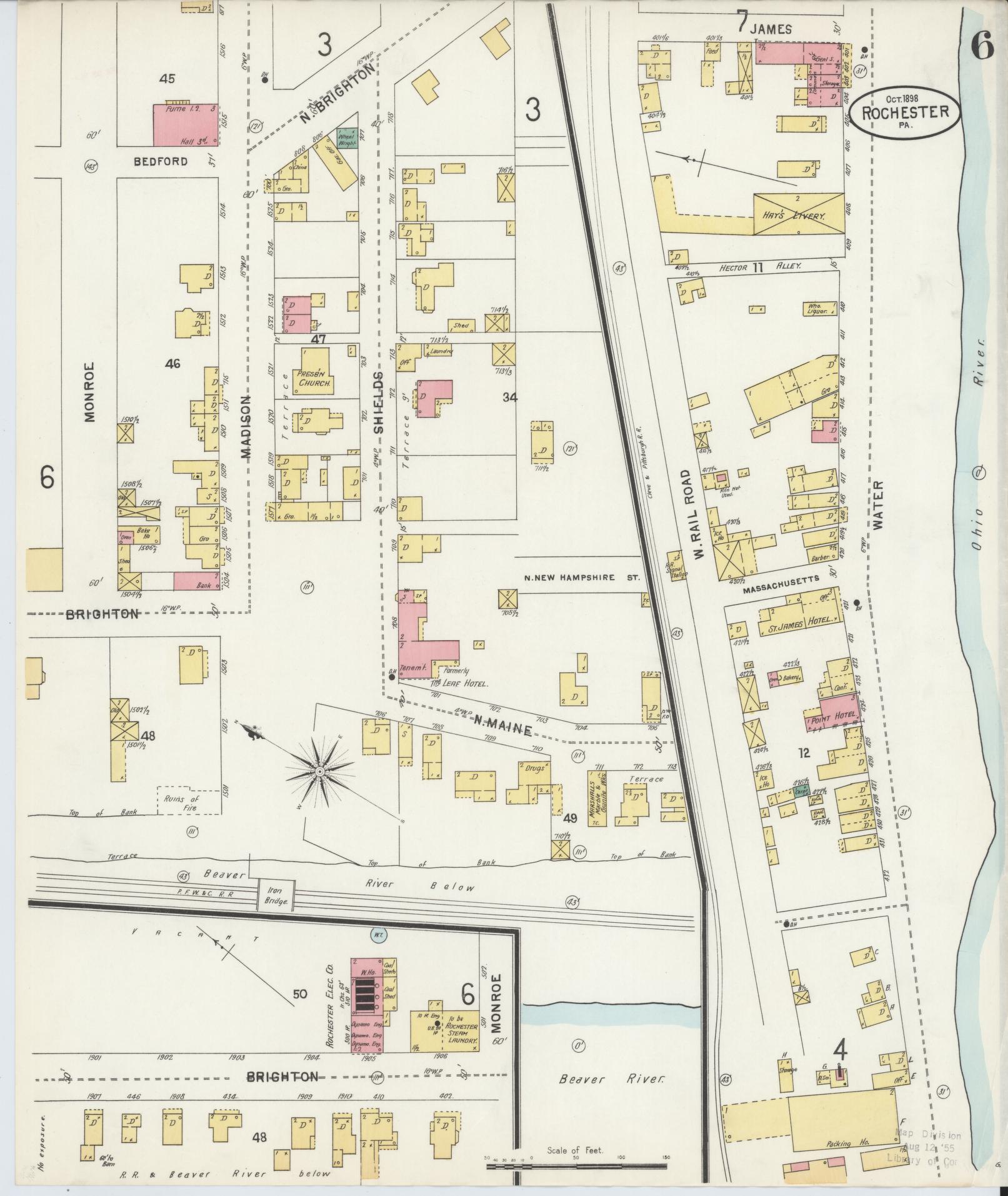 Sanborn Fire Insurance Map from Rochester, Beaver County, Pennsylvania (1898), Sheet #0006 - Complete Map Set gallery image, historic Sanborn map, vintage wall art, Pennsylvania Pennsylvania