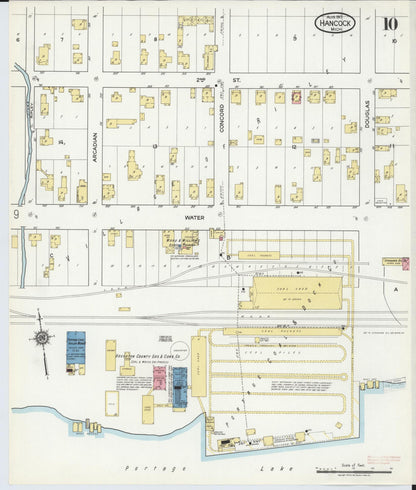 Sanborn Fire Insurance Map from Hancock, Houghton County, Michigan (1917), Sheet #0010 - Historic Sanborn Fire Insurance Map Print, vintage old map wall art, antique decor, genealogy gift, Michigan Michigan map