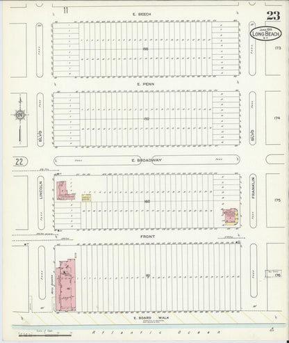 Sanborn Fire Insurance Map from Long Beach, Nassau County, New York (1914), Sheet #0023 - Complete Map Set gallery image, historic Sanborn map, vintage wall art, New York New York