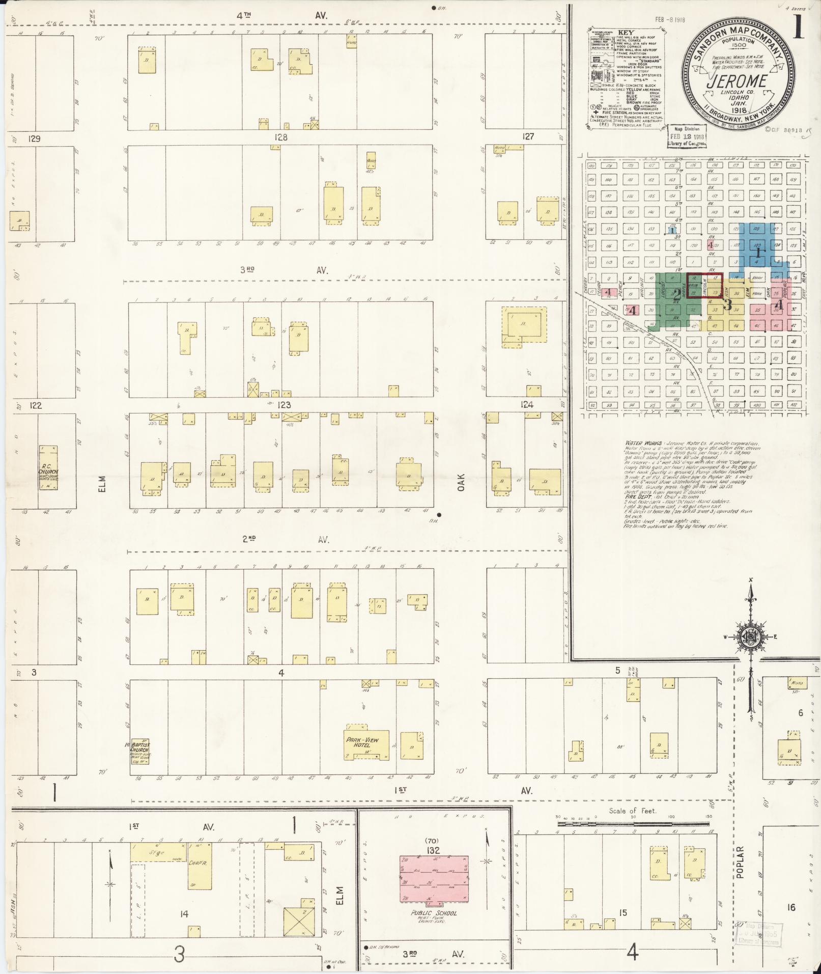Sanborn Fire Insurance Map from Jerome, Jerome County, Idaho (1918), Sheet #0001 - Historic Sanborn Fire Insurance Map Print, vintage old map wall art, antique decor, genealogy gift, Idaho Idaho map