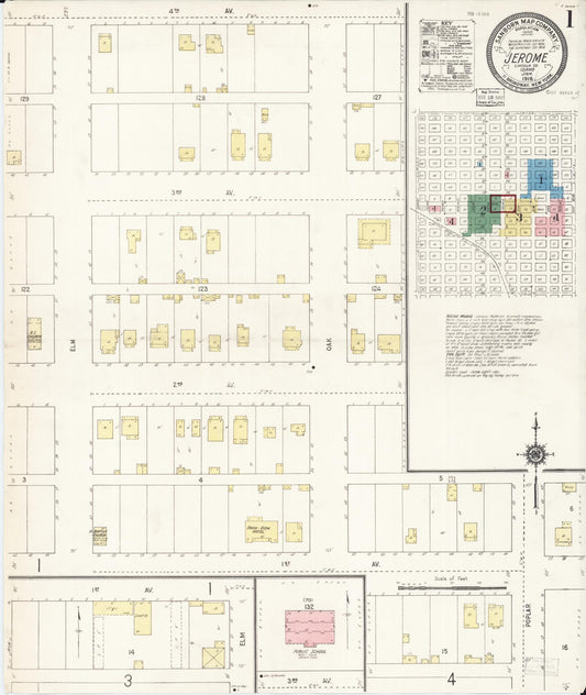 Sanborn Fire Insurance Map from Jerome, Jerome County, Idaho (1918), Sheet #0001 - Historic Sanborn Fire Insurance Map Print, vintage old map wall art, antique decor, genealogy gift, Idaho Idaho map