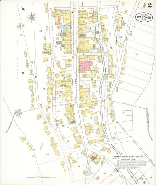 Sanborn Fire Insurance Map from Wardner, Shoshone County, Idaho (1905), Sheet #0002 - Historic Sanborn Fire Insurance Map Print, vintage old map wall art, antique decor, genealogy gift, Idaho Idaho map