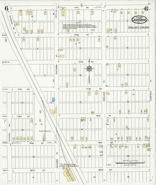 Sanborn Fire Insurance Map from Cedar Grove, Caddo Parish, Louisiana (1924), Sheet #0006 - Historic Sanborn Fire Insurance Map Print, vintage old map wall art, antique decor, genealogy gift, Louisiana Louisiana map