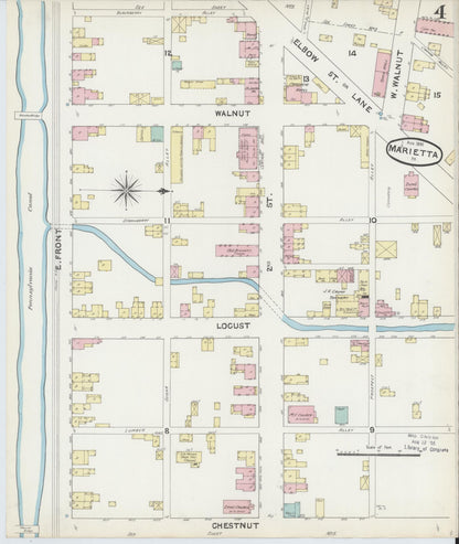 Sanborn Fire Insurance Map from Marietta, Lancaster County, Pennsylvania (1891), Sheet #0004 - Complete Map Set gallery image, historic Sanborn map, vintage wall art, Pennsylvania Pennsylvania