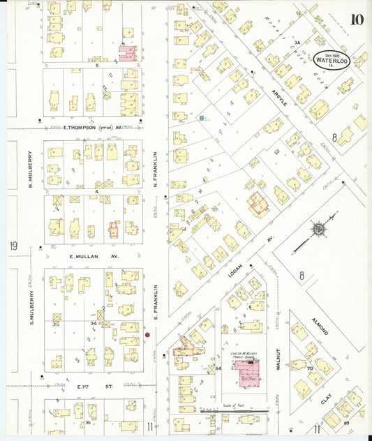 Sanborn Fire Insurance Map from Waterloo, Black Hawk County, Iowa (1910), Sheet #0010 - Historic Sanborn Fire Insurance Map Print, vintage old map wall art
