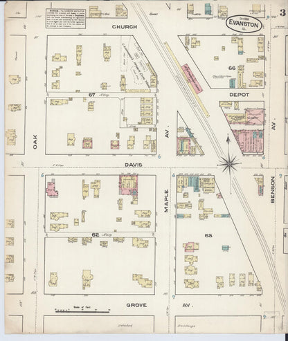 Sanborn Fire Insurance Map from Evanston, Cook County, Illinois (1883), Sheet #0003 - Complete Map Set gallery image, historic Sanborn map, vintage wall art, Illinois Illinois