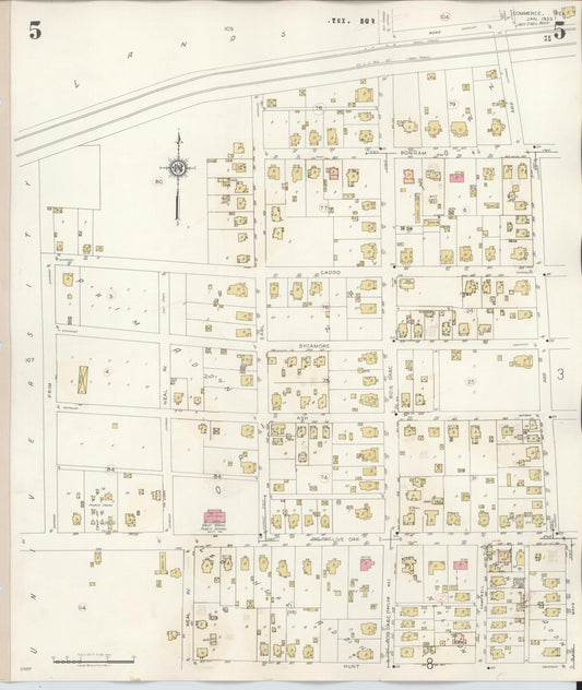 Sanborn Fire Insurance Map from Commerce, Hunt County, Texas (1940), Sheet #0005 - Historic Sanborn Fire Insurance Map Print, vintage old map wall art, antique decor, genealogy gift, Texas Texas map