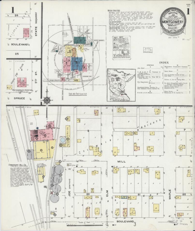 Sanborn Fire Insurance Map from Montgomery, Le Sueur County, Minnesota. (1924) – Map View