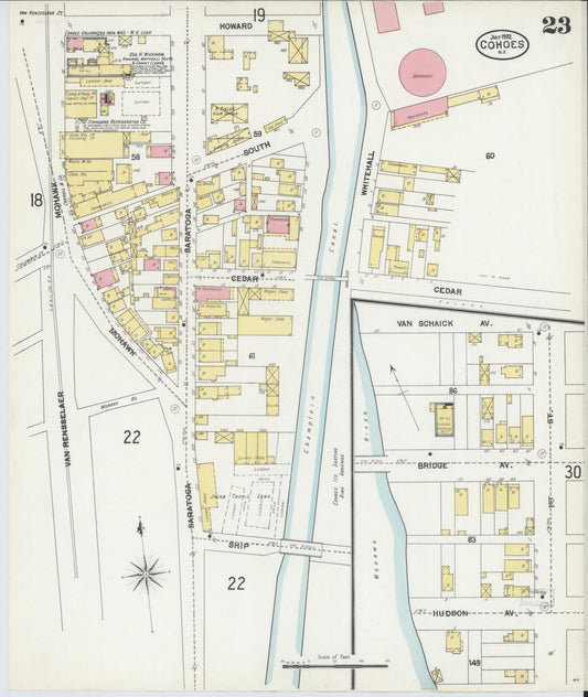 Sanborn Fire Insurance Map from Cohoes, Albany County, New York (1902), Sheet #0023 - Historic Sanborn Fire Insurance Map Print, vintage old map wall art, antique decor, genealogy gift, New York New York map