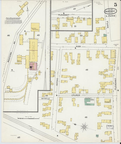 Sanborn Fire Insurance Map from Norway, Oxford County, Maine (1892), Sheet #0005 - Complete Map Set gallery image, historic Sanborn map, vintage wall art, Maine Maine