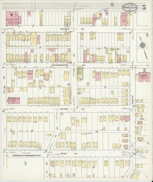Sanborn Fire Insurance Map from Monessen, Westmoreland County, Pennsylvania (1914), Sheet #0005 - Historic Sanborn Fire Insurance Map Print, vintage old map wall art, antique decor, genealogy gift, Pennsylvania Pennsylvania map
