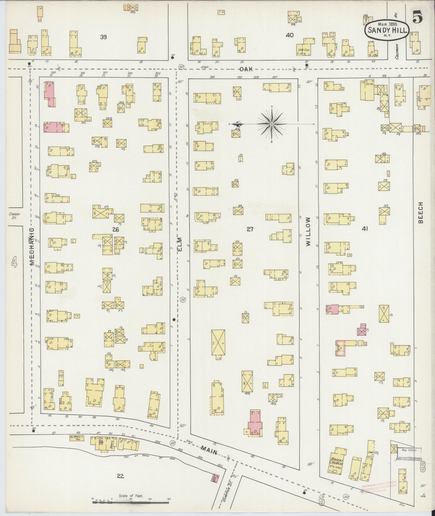 Sanborn Fire Insurance Map from Sandy Hill, Washington County, New York (1895), Sheet #0005 - Complete Map Set gallery image, historic Sanborn map, vintage wall art, New York New York