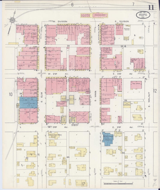 Sanborn Fire Insurance Map from Hope, Hempstead County, Arkansas (1913), Sheet #0011 - Historic Sanborn Fire Insurance Map Print, vintage old map wall art, antique decor, genealogy gift, Arkansas Arkansas map