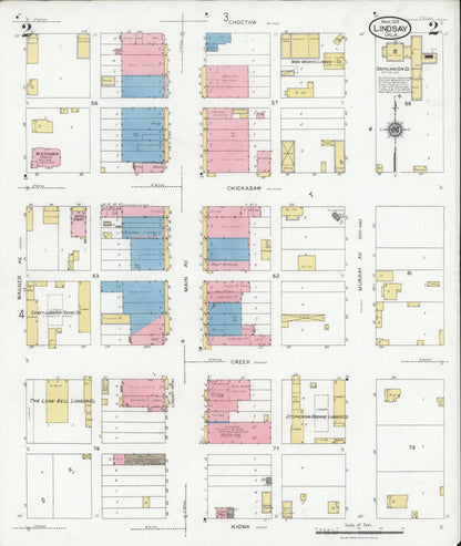 Sanborn Fire Insurance Map from Lindsay, Garvin County, Oklahoma (1928), Sheet #0002 - Complete Map Set gallery image, historic Sanborn map, vintage wall art, Oklahoma Oklahoma