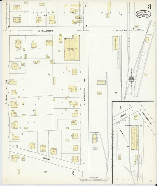 Sanborn Fire Insurance Map from El Dorado, Union County, Arkansas (1912), Sheet #0008 - Historic Sanborn Fire Insurance Map Print, vintage old map wall art, antique decor, genealogy gift, Arkansas Arkansas map
