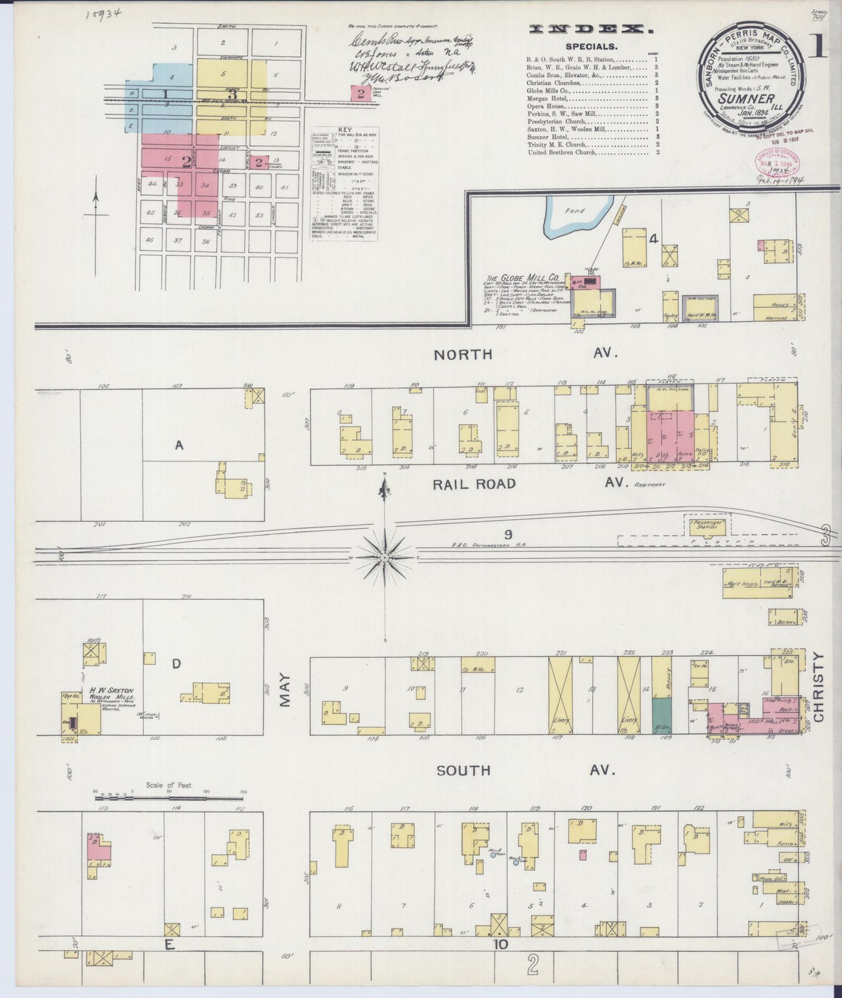 Sanborn Fire Insurance Map from Sumner, Lawrence County, Illinois (1894), Sheet #0001 - Historic Sanborn Fire Insurance Map Print, vintage old map wall art, antique decor, genealogy gift, Illinois Illinois map