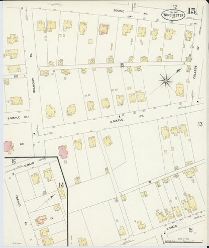 Sanborn Fire Insurance Map from Winchester, Clark County, Kentucky (1907), Sheet #0015 - Complete Map Set gallery image, historic Sanborn map, vintage wall art, Kentucky Kentucky