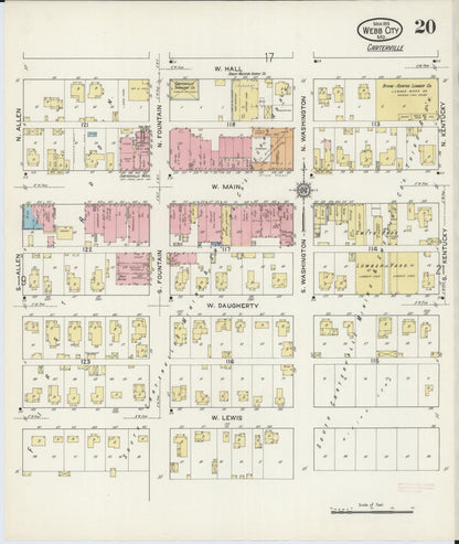 Sanborn Fire Insurance Map from Webb City, Jasper County, Missouri (1915), Sheet #0020 - Historic Sanborn Fire Insurance Map Print, vintage old map wall art, antique decor, genealogy gift, Missouri Missouri map