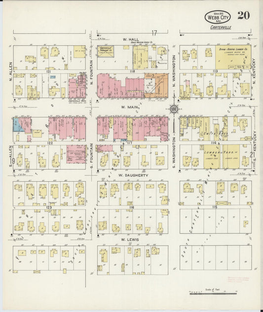 Sanborn Fire Insurance Map from Webb City, Jasper County, Missouri (1915), Sheet #0020 - Historic Sanborn Fire Insurance Map Print, vintage old map wall art, antique decor, genealogy gift, Missouri Missouri map