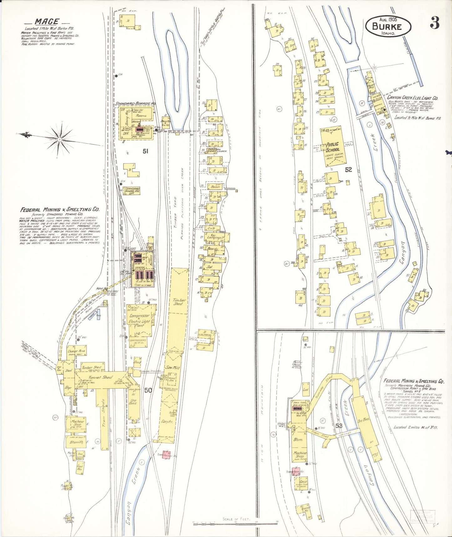 Sanborn Fire Insurance Map from Burke, Shoshone County, Idaho (1905), Sheet #0003 - Historic Sanborn Fire Insurance Map Print, vintage old map wall art, antique decor, genealogy gift, Idaho Idaho map