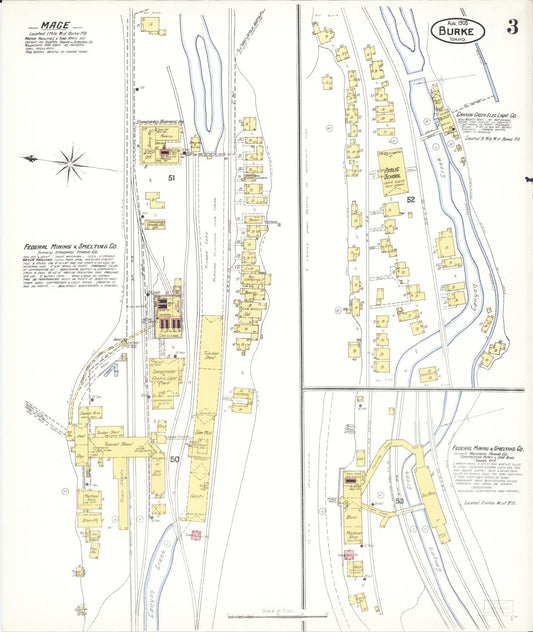 Sanborn Fire Insurance Map from Burke, Shoshone County, Idaho (1905), Sheet #0003 - Historic Sanborn Fire Insurance Map Print, vintage old map wall art, antique decor, genealogy gift, Idaho Idaho map